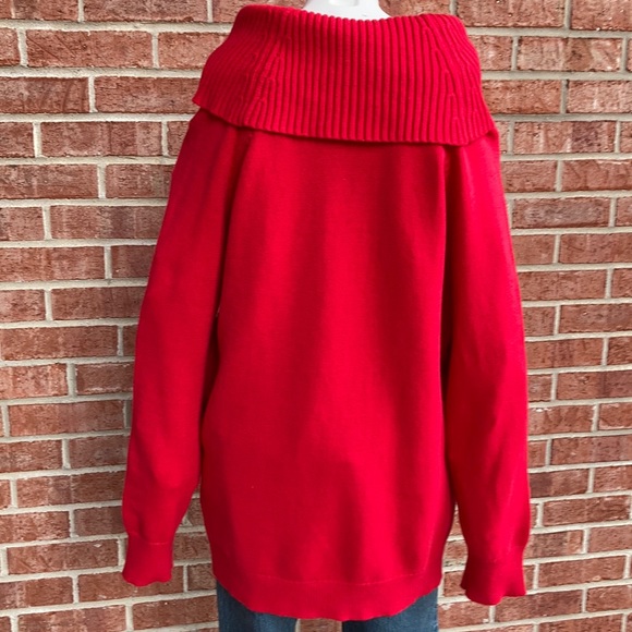 Calvin Klein Cowl Fancy Red Knit Pullover Sweater - Picture 2 of 7